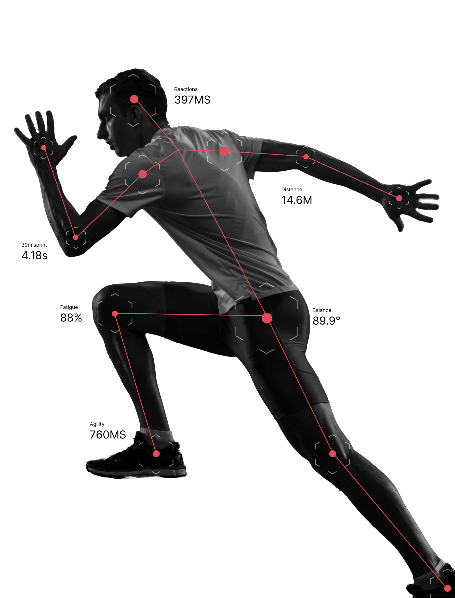 Illustration of a track athelete whose sporting activity is being measured